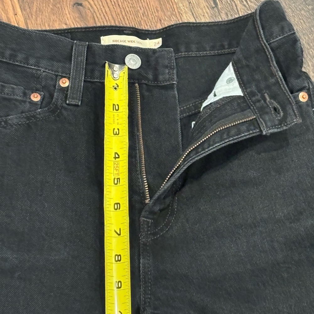 LEVI’S RIBCAGE WIDE LEG WOMEN'S JEANS BLACK 24W GREAT CONDITION - Picture 15 of 16